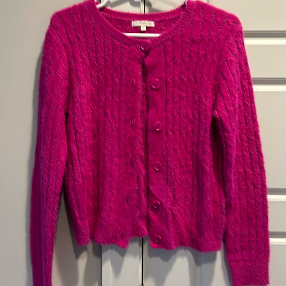 Soft fuzzy cardigan sweater